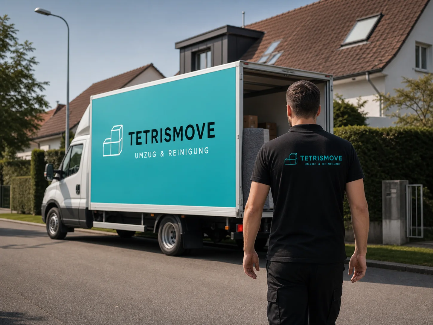 Tetrismove Umzugswagen und Mitarbeiter